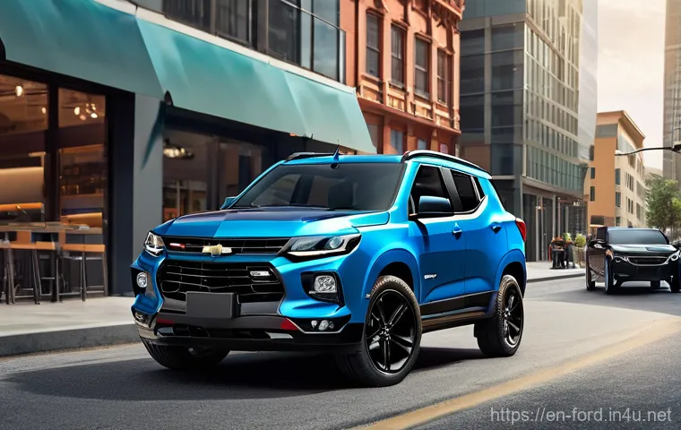 포드 에코스포츠와 쉐보레 트레일블레이저 비교 - **Prompt 1: 2024 Chevrolet Trailblazer - Modern Urban Style**
    A vibrant, eye-level exterior shot...