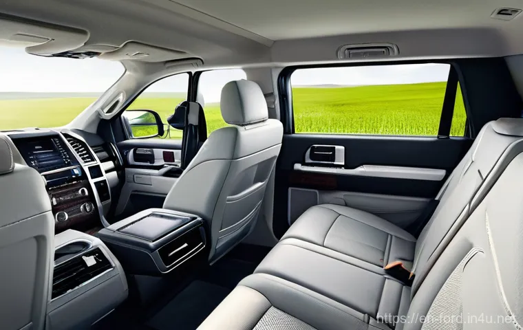 포드 익스페디션의 고급 트림 리뷰 - **Prompt 1: The Luxurious Digital Command Center**
    "A sophisticated and modern interior shot of ...